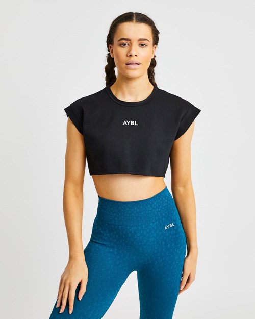 AYBL Allenamento Crop Top Nere | XOETC-3452