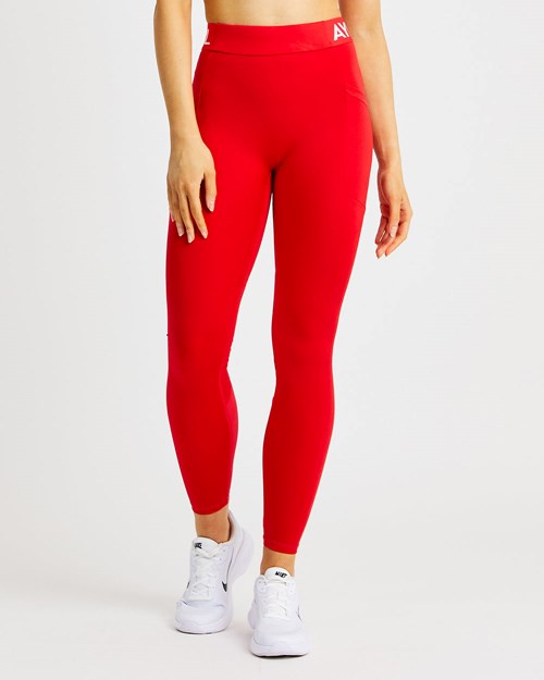 AYBL Allenamento Leggings Rosse | VFOGB-6130