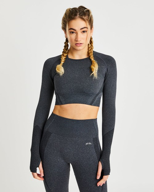 AYBL Balance V2 Seamless Long Sleeve Crop Top Nere | IZJCP-6492