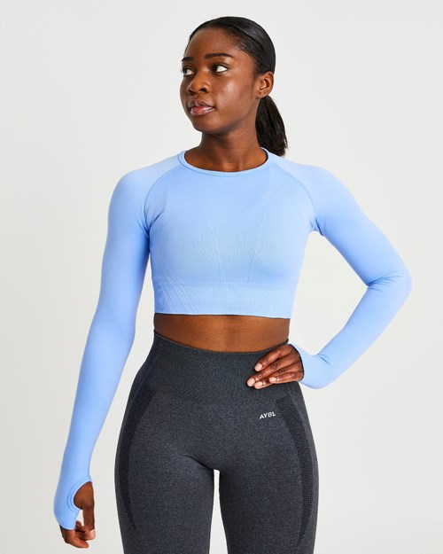 AYBL Balance V2 Seamless Long Sleeve Crop Top Blu | PRFYO-2490