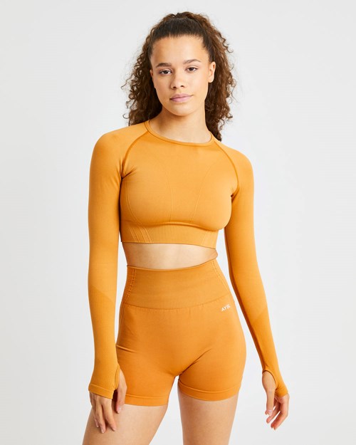 AYBL Balance V2 Seamless Long Sleeve Crop Top Arancioni | QGRIW-9042
