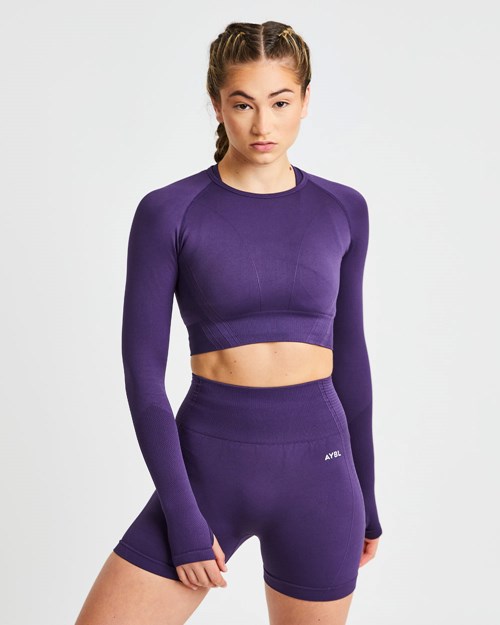 AYBL Balance V2 Seamless Long Sleeve Crop Top Viola | WBSOR-8967