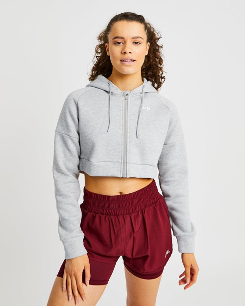 AYBL Beyond Crop Zip Hoodie Grigie | VCNSX-7830
