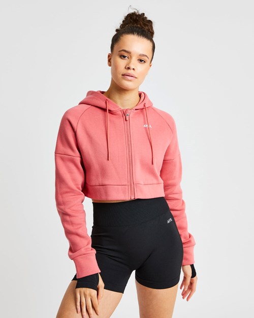 AYBL Beyond Crop Zip Hoodie Rosse | OJSEQ-8739