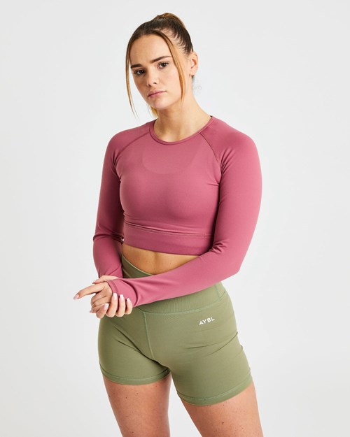 AYBL Core Long Sleeve Crop Top Rosse | PJZGA-6395