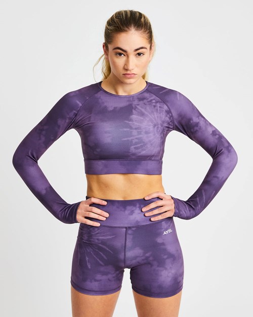 AYBL Core Long Sleeve Crop Top Viola | BRXFT-7108