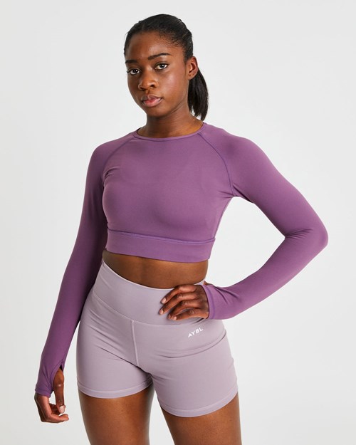 AYBL Core Long Sleeve Crop Top Viola | CATUB-7480