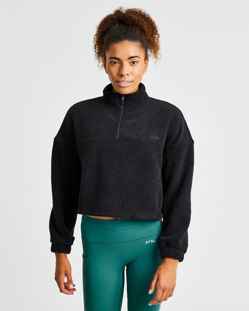 AYBL Effortless Oversized Cropped Fleece Nere | EPZJT-7436