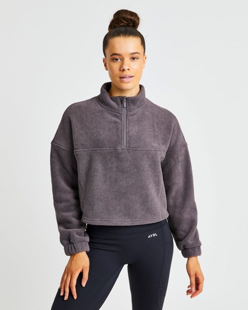 AYBL Effortless Oversized Cropped Fleece Charcoal | UIVSZ-4385