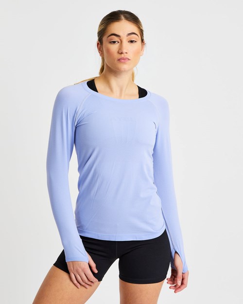 AYBL Embrace Seamless Long Sleeve T Shirt Blu | DFBRO-2731