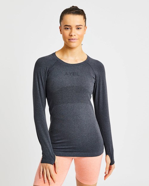 AYBL Embrace Seamless Long Sleeve T Shirt Nere | TIOPE-6987