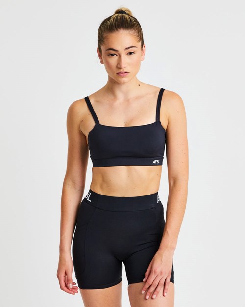 AYBL Essential Bandeau Sports Bra Nere | LHMWK-9386