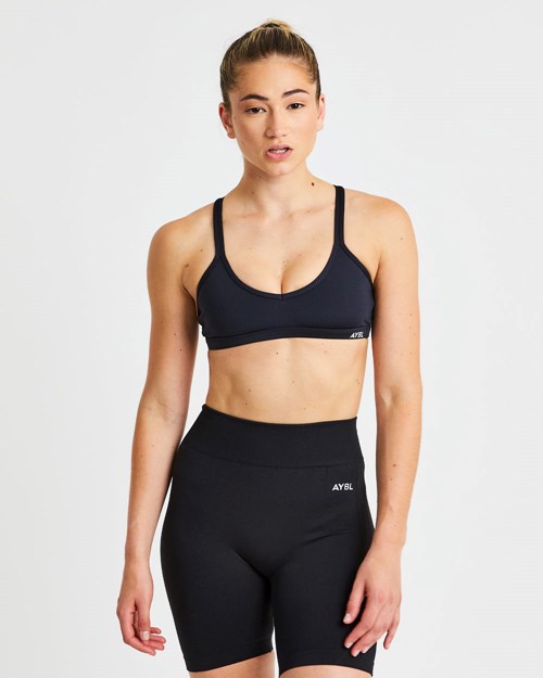 AYBL Essential Cinturino Sports Bra Nere | ROAMK-3586