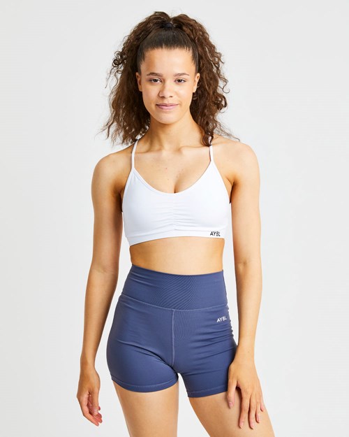 AYBL Essential Ruched Sports Bra Bianche | VMJLO-8594