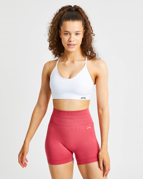 AYBL Essential V Neck Sports Bra Bianche | NRVEW-5463