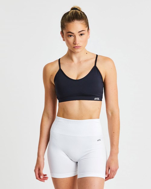 AYBL Essential V Neck Sports Bra Nere | LNWFB-1389