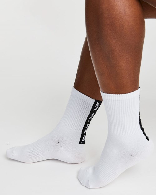 AYBL Everyday Back Stripe Crew Socks (3 Pack) Bianche | GOSCQ-9681