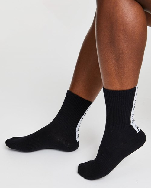 AYBL Everyday Back Stripe Crew Socks (3 Pack) Nere | TOPVR-4078