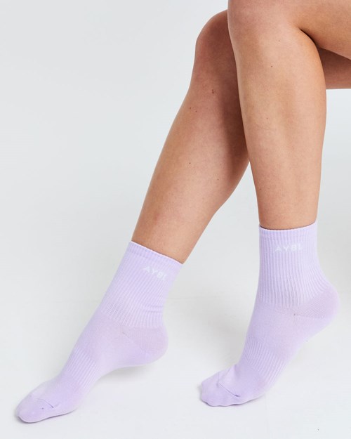 AYBL Everyday Crew Socks (3 Pack) Viola | RIUTQ-2795