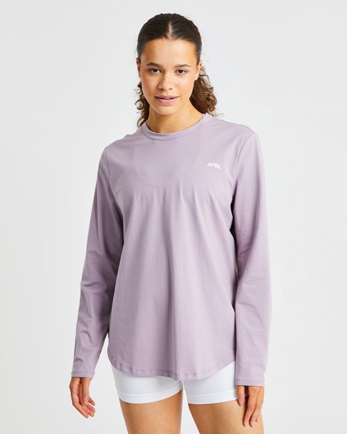 AYBL Everyday Oversized Long Sleeve T Shirt Muted Mauve | JEGKU-2108