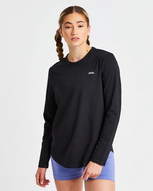 AYBL Everyday Oversized Long Sleeve T Shirt Nere | WBGPM-0735