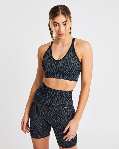 AYBL Evolve Animal Seamless Sports Bra Nere | RVOTP-5190