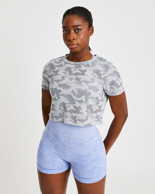 AYBL Evolve Camo Crop T Shirt Grigie | IFDPL-1806