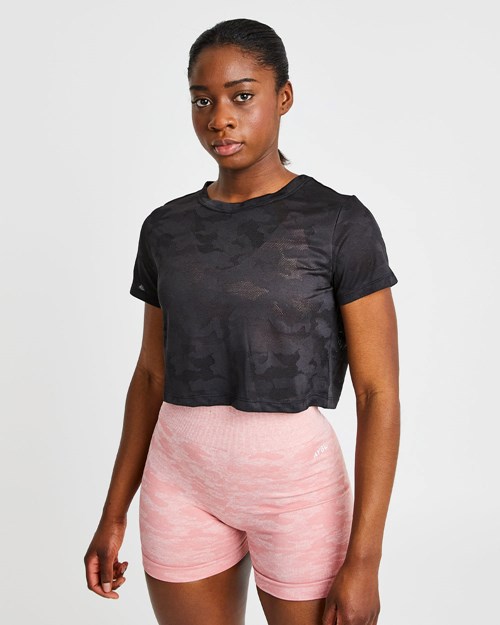 AYBL Evolve Camo Crop T Shirt Nere | IWKUB-9564
