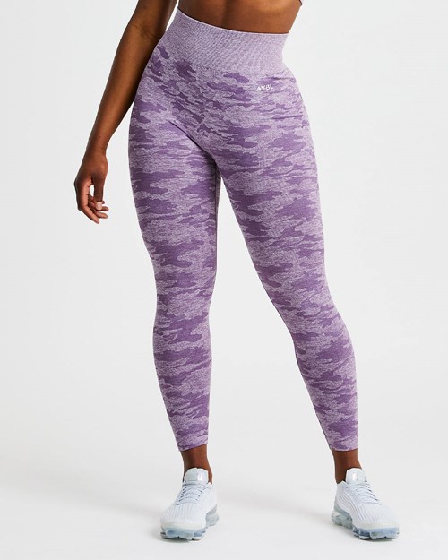 AYBL Evolve Camo Seamless Leggings Plum | EXUDL-6812