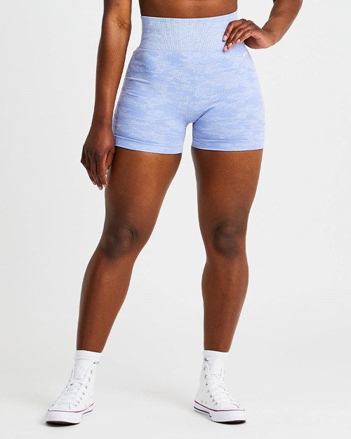 AYBL Evolve Camo Seamless Shorts Blu | WCZEM-3201