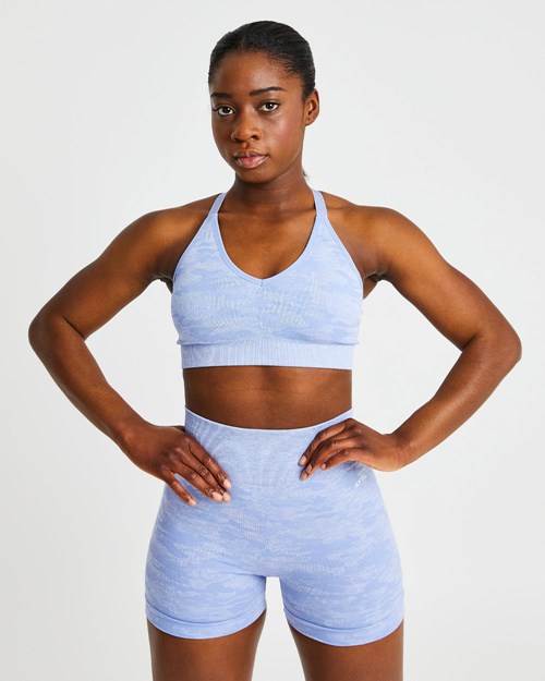 AYBL Evolve Camo Seamless Sports Bra Blu | QEADM-3541