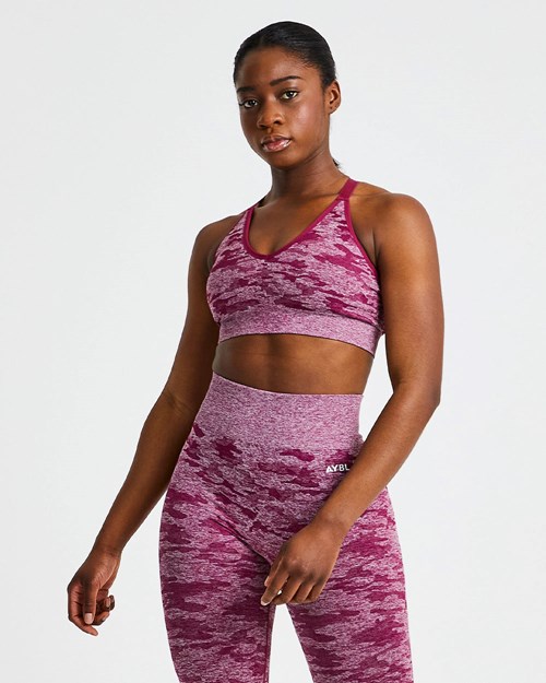 AYBL Evolve Camo Seamless Sports Bra Bordeaux | MYTAS-8243