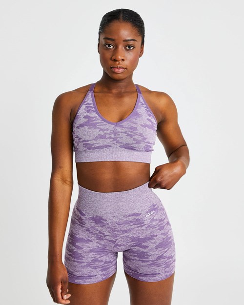 AYBL Evolve Camo Seamless Sports Bra Plum | OXVQA-6182