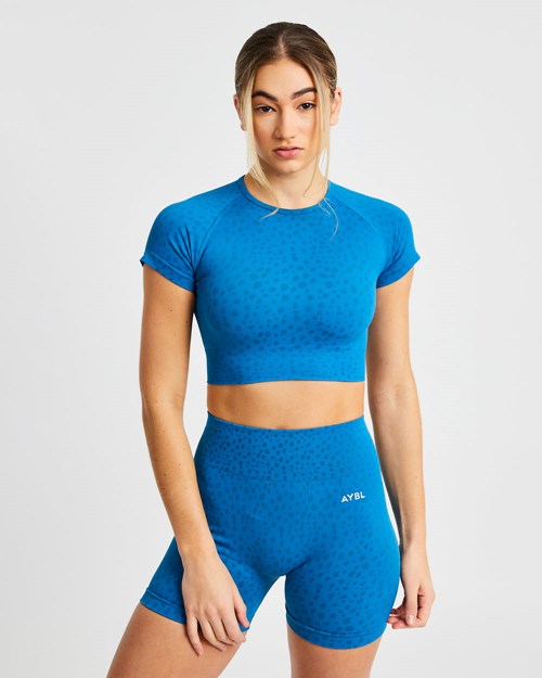 AYBL Evolve Speckle Seamless Crop Top Blu | WLFQB-7261