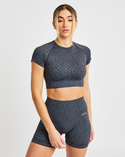 AYBL Evolve Speckle Seamless Crop Top Charcoal | SOAVQ-2193