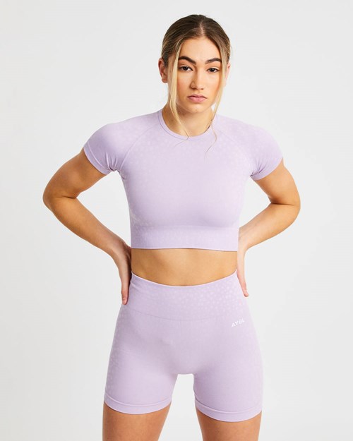 AYBL Evolve Speckle Seamless Crop Top Lilac | YLBEU-2519