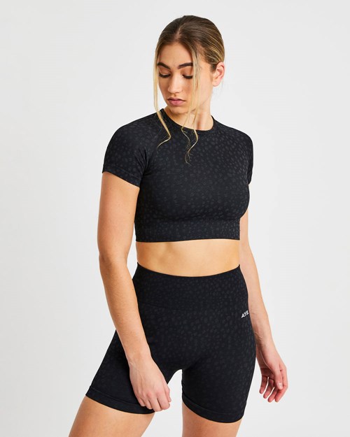 AYBL Evolve Speckle Seamless Crop Top Nere | JFQKP-9026