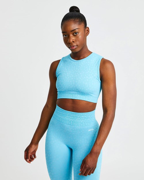 AYBL Evolve Speckle Seamless Crop Vest Blu Chiaro | JNECA-0849