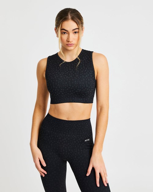 AYBL Evolve Speckle Seamless Crop Vest Nere | ZYMRA-4937
