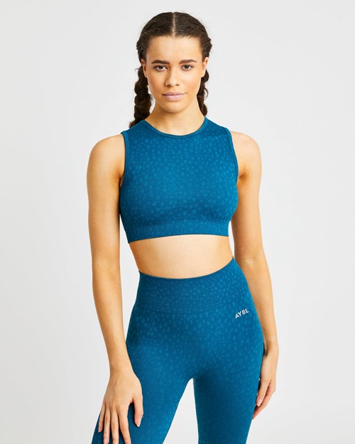AYBL Evolve Speckle Seamless Crop Vest Teal | JDLYW-7320