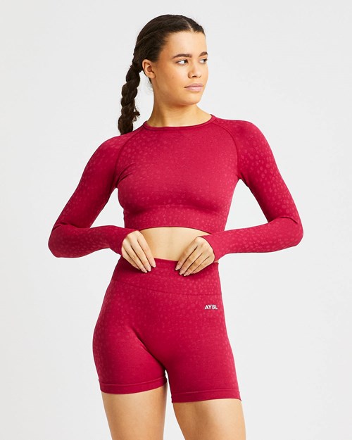 AYBL Evolve Speckle Seamless Long Sleeve Crop Top Raspberry | OUHAF-6598