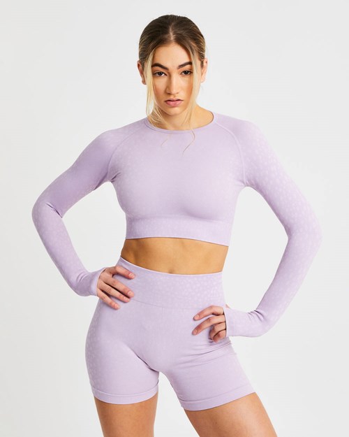 AYBL Evolve Speckle Seamless Long Sleeve Crop Top Lilac | QUKCJ-6872