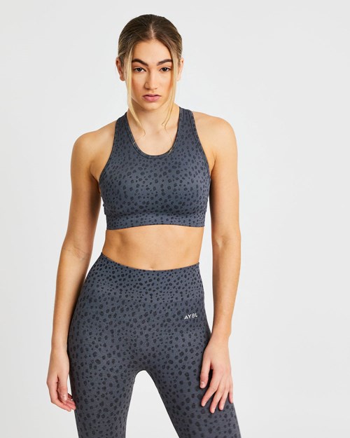 AYBL Evolve Speckle Seamless Sports Bra Charcoal | KQMCV-4728