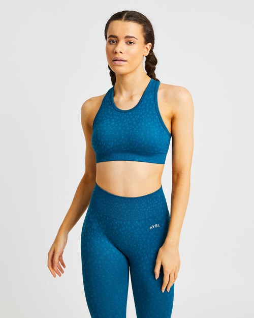 AYBL Evolve Speckle Seamless Sports Bra Teal | WPNCU-0462