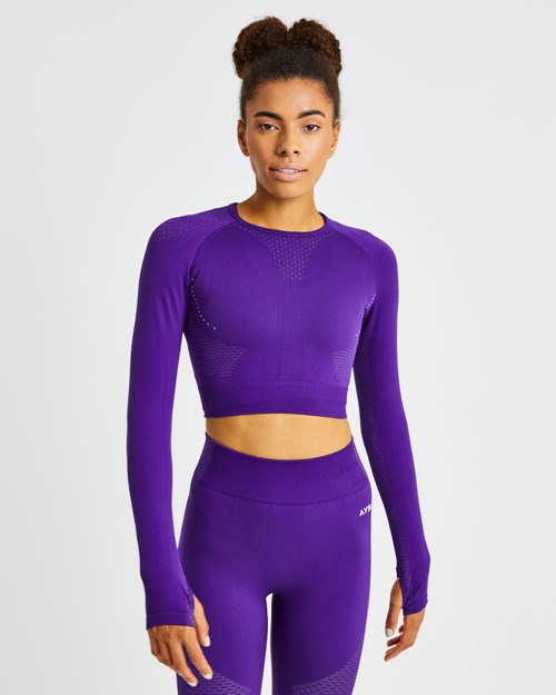 AYBL Ignite Seamless Long Sleeve Crop Top Viola | ZBTOP-2634