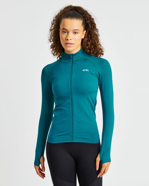 AYBL Ignite Seamless Zip Jacket Hyper Teal | OUVHW-6059