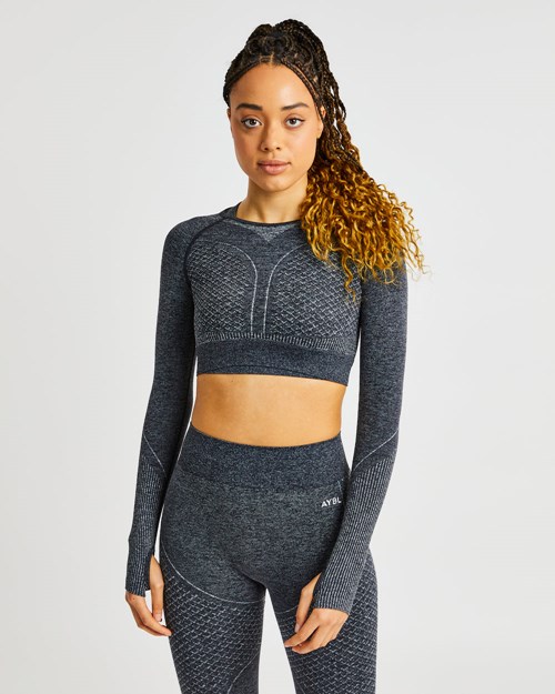 AYBL Impact Seamless Long Sleeve Crop Top Nere | RHOXE-5842