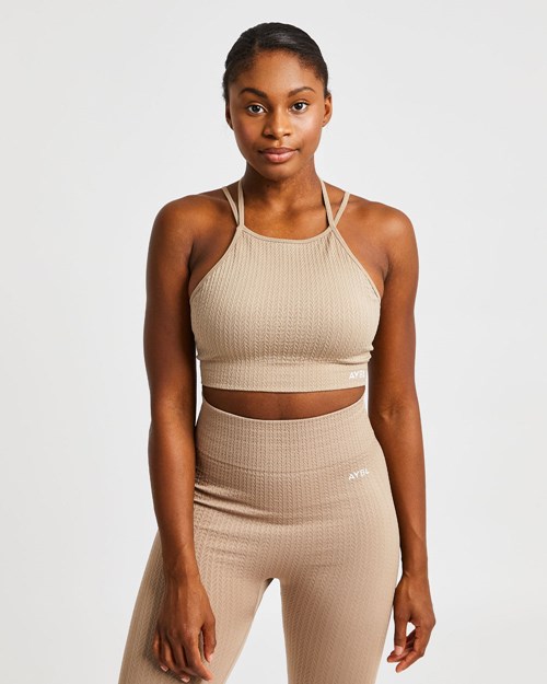 AYBL Luxe Seamless Crop Tank Top Mocha | EMRVC-8705