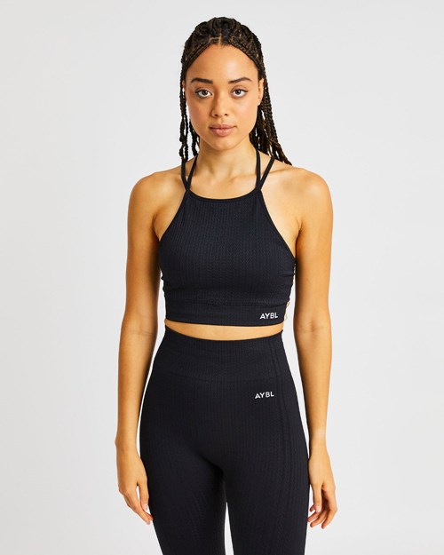 AYBL Luxe Seamless Crop Tank Top Nere | AYNPC-5478