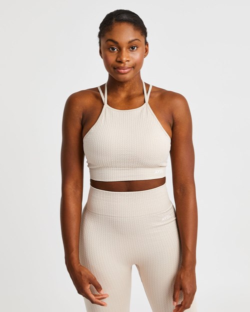 AYBL Luxe Seamless Crop Tank Top Sabbia | JOHLW-8631